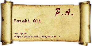 Pataki Ali névjegykártya